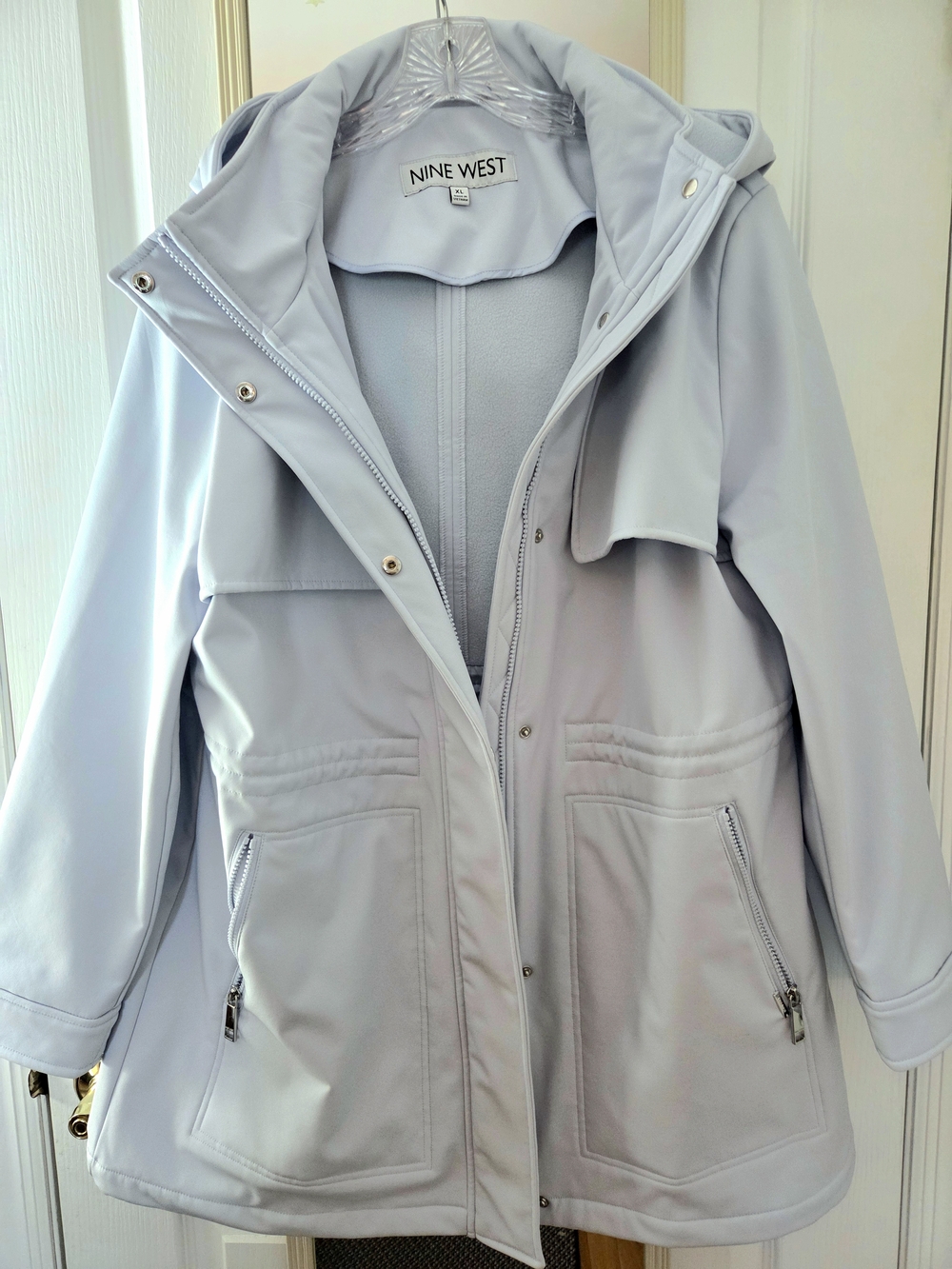 Nine West Women's Light Blue Fleece Lined  Water Repellent Coat